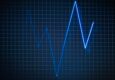A blue line graph on a dark background showing fluctuations over a grid.